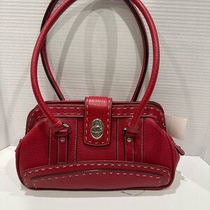 Vintage Elegant Red Handbag with wallet and coin pouch underneath, “hidden’